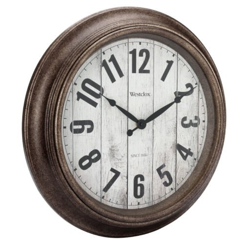 Antique Brush Bronzed 16" Large Wall Round Wall Clock, Large Numbers, Quartz-NEW