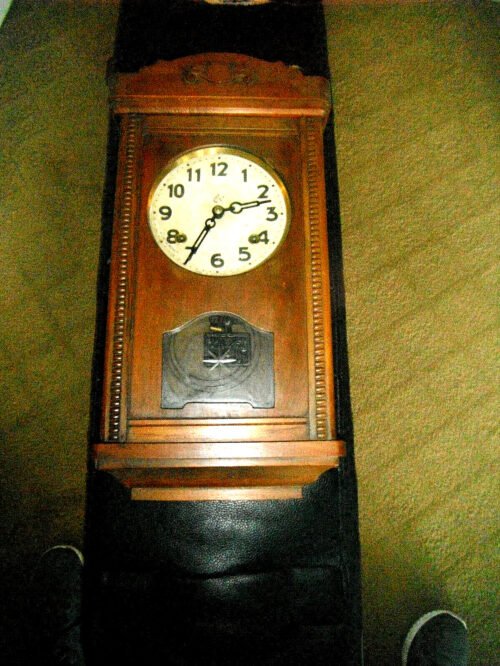 Antique Chimming Japanese Wooden Wall Clock