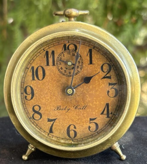 Antique Circa 1910s BRASS Baby Call Desk / Alarm Clock - RUNS - VIDEO - Wind Up