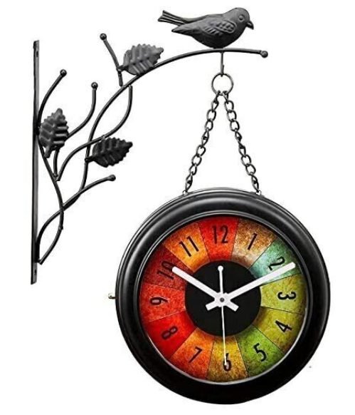 Antique Double Side Iron Wall Clock (10 x 3 x 10 Inches)