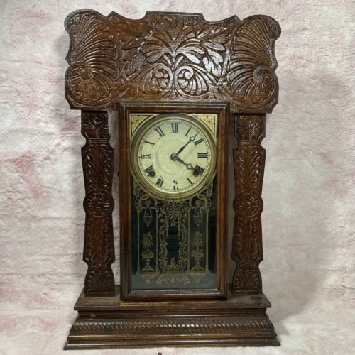 Antique E. Ingraham Gingerbread Kitchen Gong Chime Alarm Mantle Clock