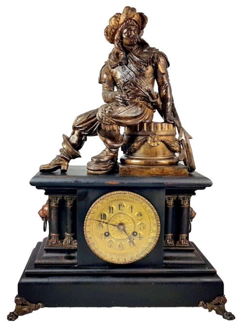 ANTIQUE EMPIRE French Mantel Clock Figure Clock Bronze 1780 Large Pirate...