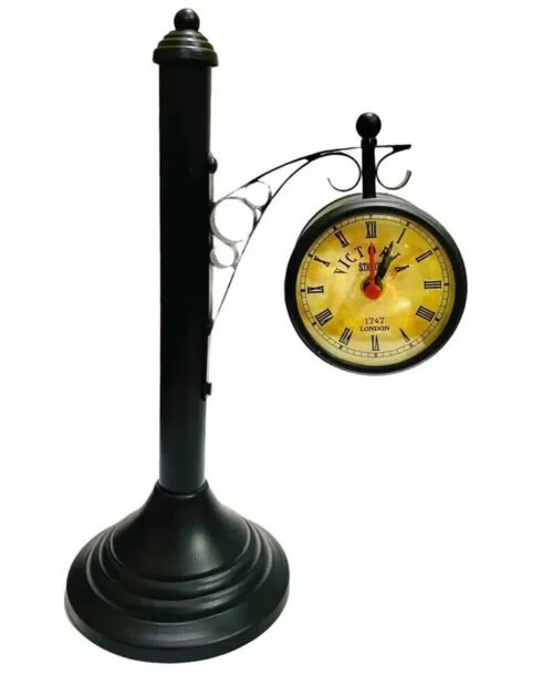 Antique Finish Victoria Station Clock Railway Clock Double Sided Table/Desktop