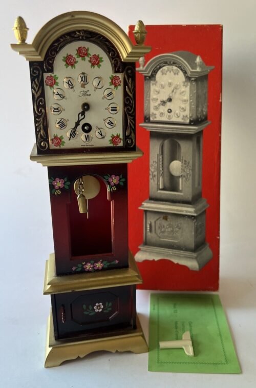 Antique Florn West Germany Miniature Grandfather Clock 10.5” In Box