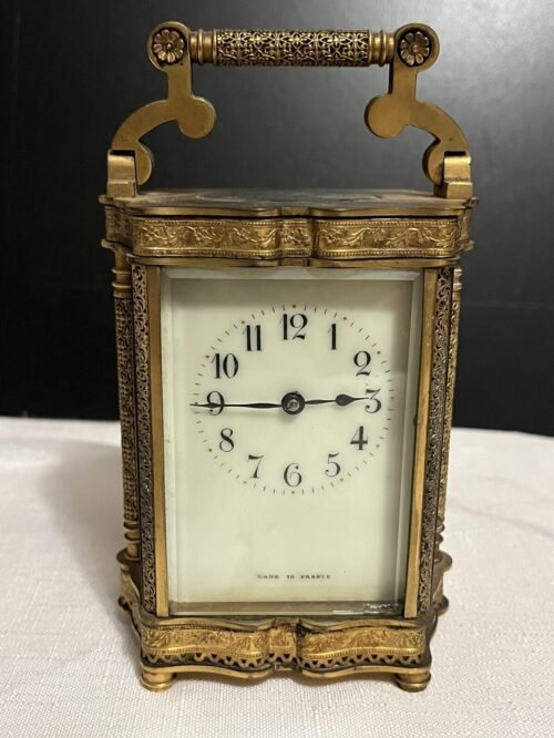 Antique French Bronze Carriage Mantle Clock.