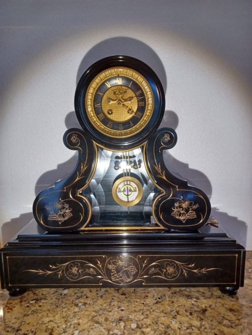 Antique French Eastlake/Victorian Mantle Table Clock by L Marti et C Circa: 1890