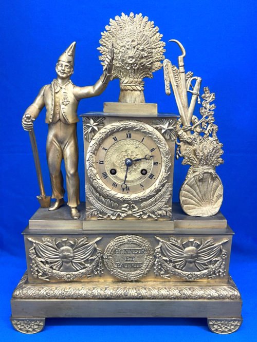 Antique French Gilded Bronze Silk Thread Mantel Clock