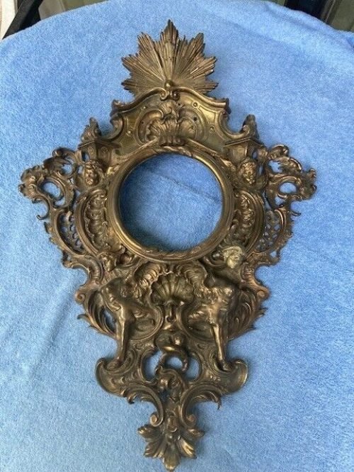 Antique French Gilt Bronze Cartel Wall Clock Case Frame Parts