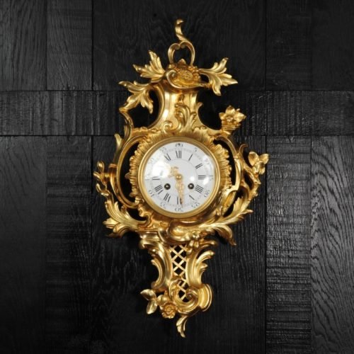 Antique French Rococo Cartel Wall Clock by Vincenti
