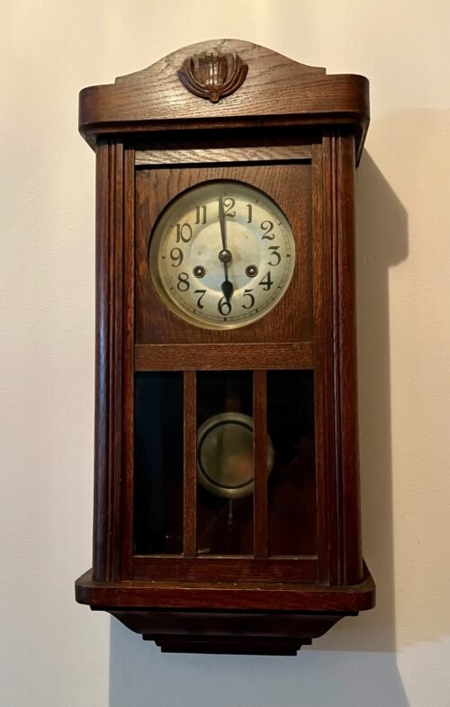 Antique German Kienzle Restoration Wooden Wall Clock With Key