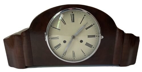 Antique German Mauthe Deco Mantle Bing Bong Chime Clock 565049 with Key Pendulum