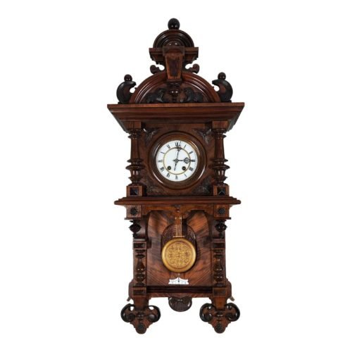 Antique German Mechanical Wooden Wall Clock, not Lenzkirch