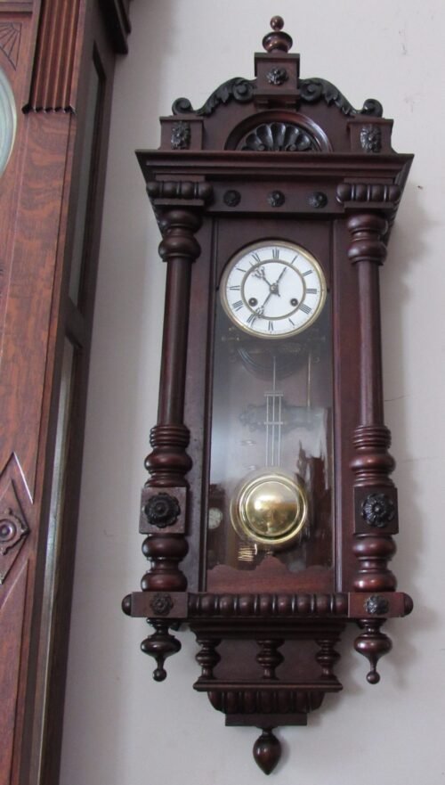 Antique German Quarter Hour Striking Vienna Regulator Wall Clock 8-Day, Key-wind