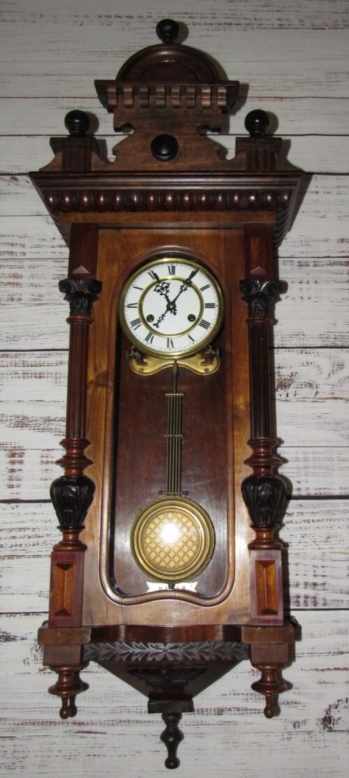 Antique German Vienna Regulator Wall Clock 8-Day, Time/Strike, Key-wind