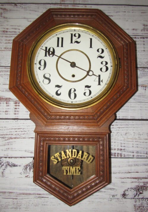 Antique Gilbert " Admiral" Oak Regulator Wall Clock 8-Day Timepiece