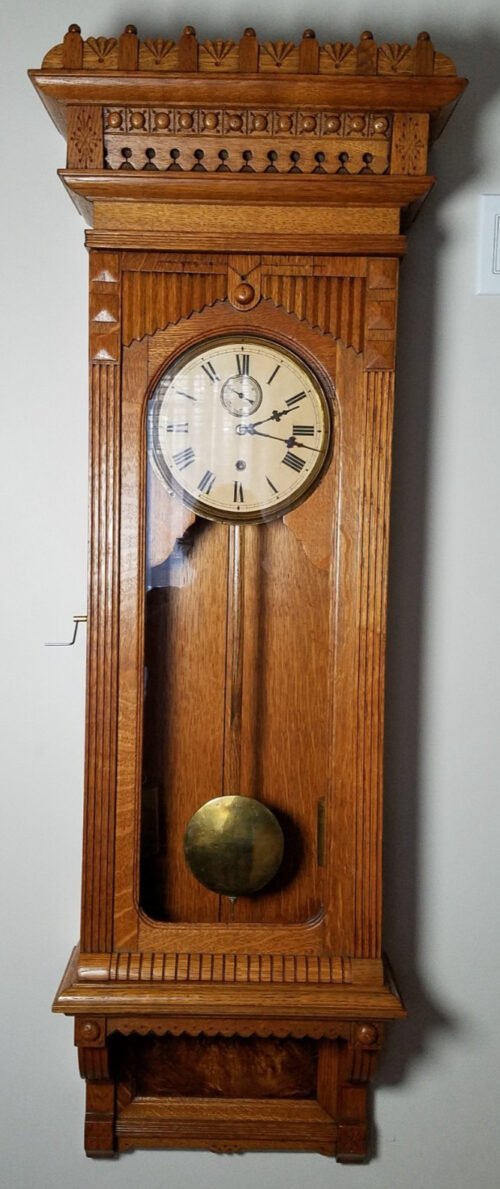 Antique Gilbert No. 11 Weight Driven Regulator Wall Clock 8-Day Timepiece