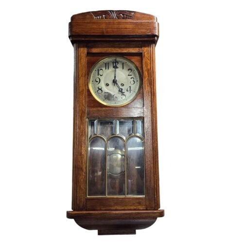 Antique Gustav Becker German Harfen-Gong Pendulum Wall Clock 28"x12"