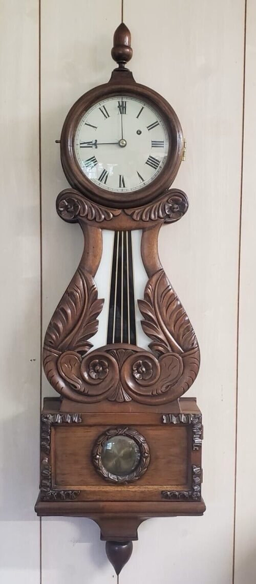 Antique Hand Carved 1928 Willard Banjo' Time Only Banjo Wall Clock Large 39”