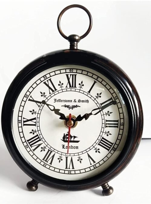 Antique Handmade Wooden Table Clock 6"Inch Nautical Style Home & Office Decor SK