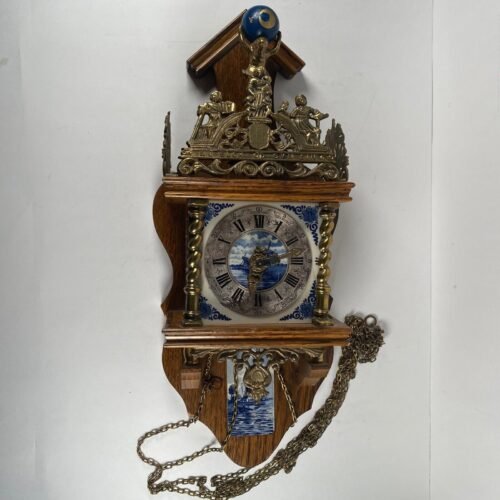 Antique Holland Wooden Wall Clock Badische Uhrenfabrik Germany 653 Mechanism