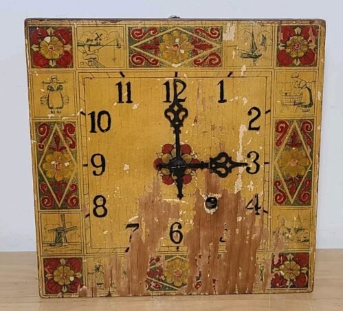Antique Illustration Wall Clock 9" By 9" Holland Dutch Illustrations