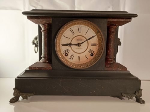 antique Ingraham key wind 8 day time and strike mantel clock