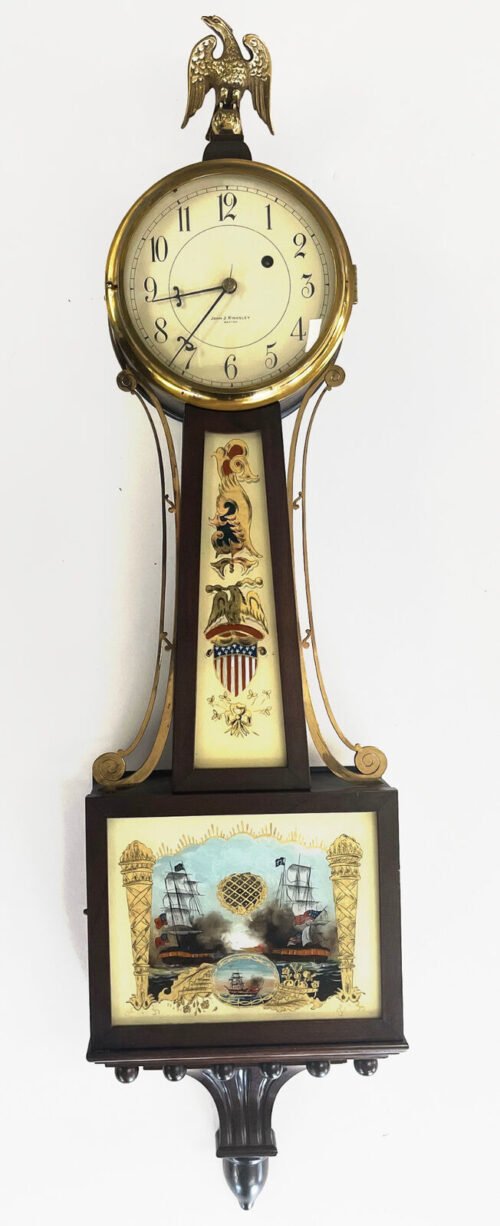 Antique John Kingsley E Howard Boston 8 Day Time Only Weight Driven Banjo Clock