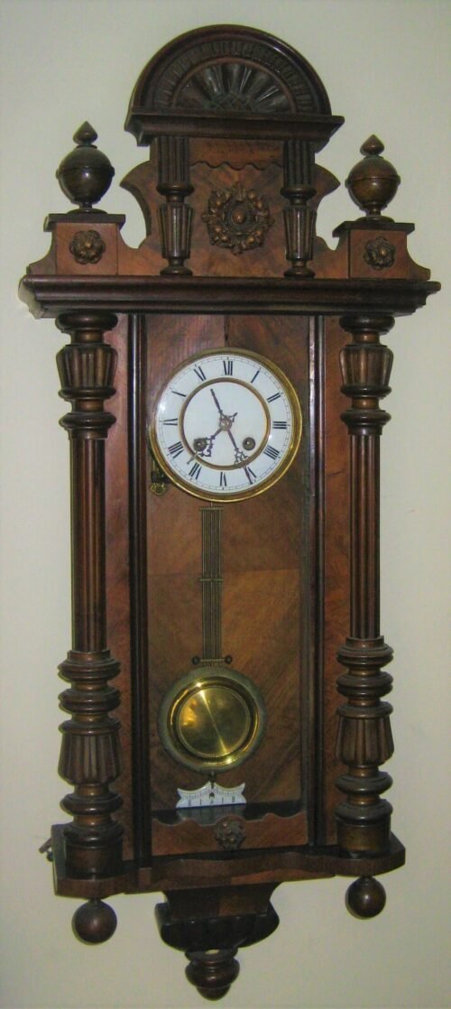 Antique Kienzle German Vienna Regulator clock, runs and chimes, 15 day movement