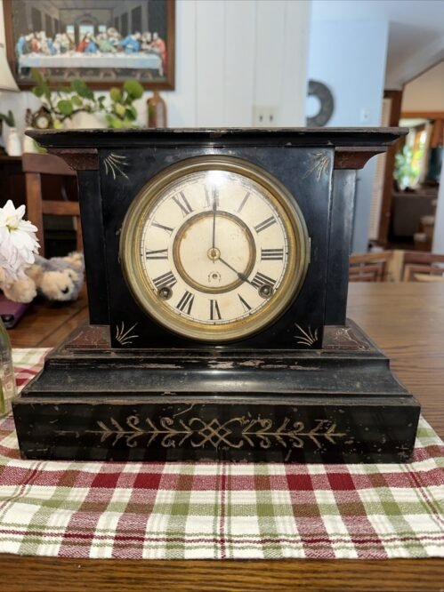Antique Kroeber Iron Mantle Clock