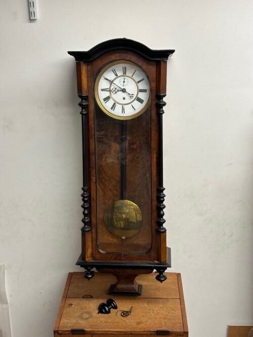 Antique Large Carved Oak Regulator Wall Clock 8 Day Beautiful Wood Case