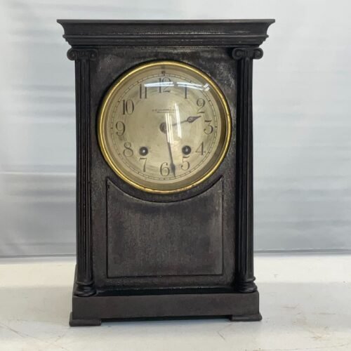 antique mahogany J E Caldwell clock Philadelphia columns working desk mantle