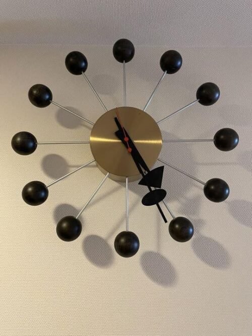 Antique Mantel Clock George Nelson Ball Black Brass