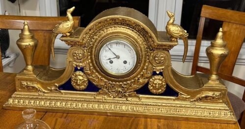 Antique Mantle French Clock Wood Case By Samuel Marti Paris 1900 H&H- Works!