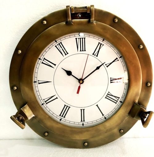 Antique Marine Brass Ship Porthole Clock Nautical Wall Clock Home Decorative