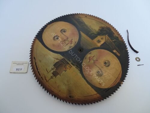 ANTIQUE MOON DISC FOR AN ENGLISH GRANDFATHER CLOCK 9 7/16" OR 24 CM WIDE