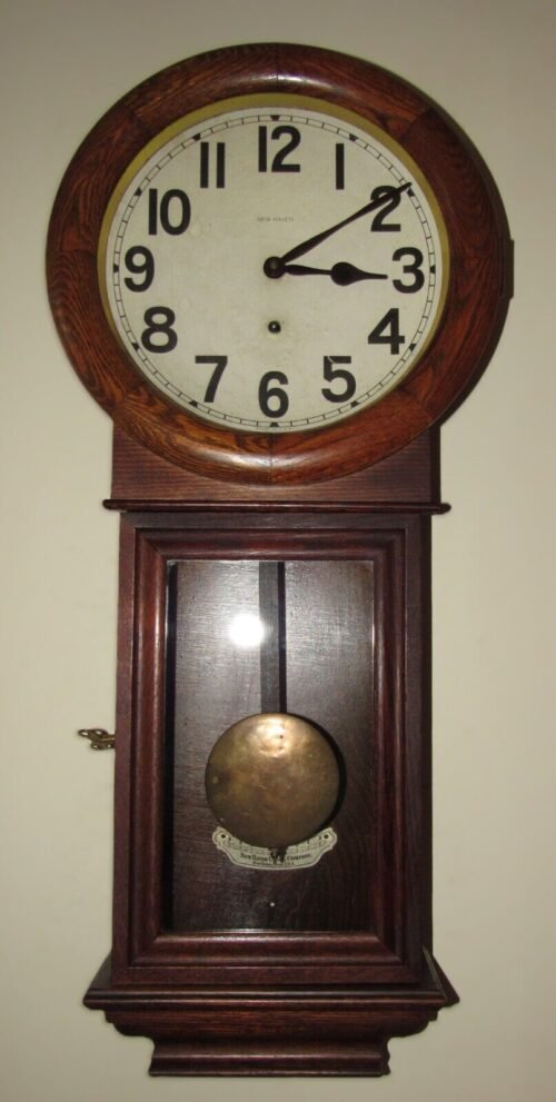 Antique New Haven "Saturn" Regulator Wall Clock 8-Day Timepiece Time Only