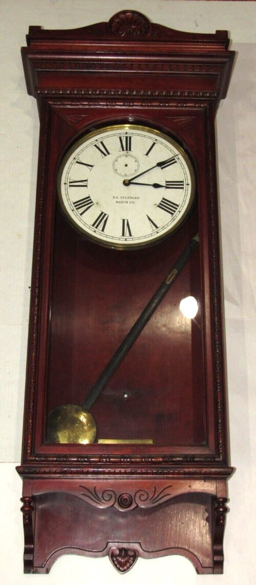 Antique New York Standard Watch Co. Electric Battery Regulator Wall Clock