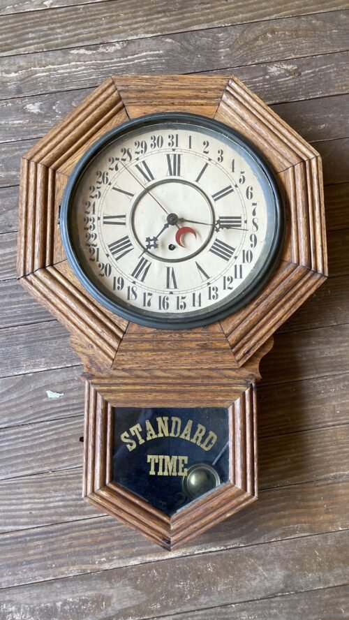 Antique Oak Standard Time Calendar Regulator Wall Clock Large Gilbert?