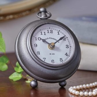 Antique Pewter Desk Clock