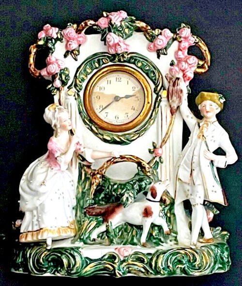 Antique Porcelain Mantle Clock 1920's T.E. HALLER 2807 Germany German RARE Clock