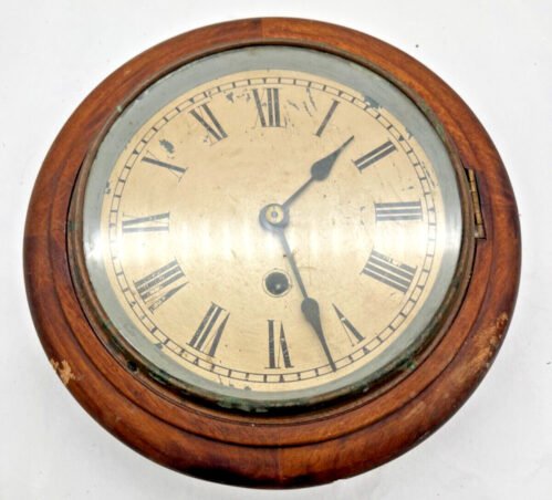 Antique Project Round Wood Clock, German #7 Movement. (0142)