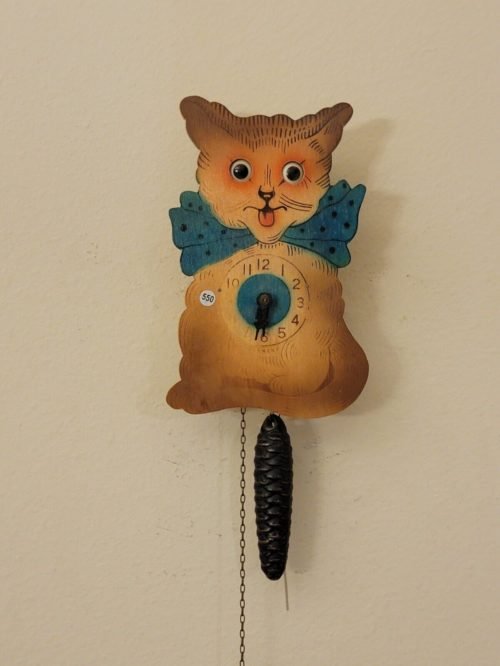 Antique Rare Helmut Kammerer German Cuckoo Clock Cat Moving Eyes. Read Desc.