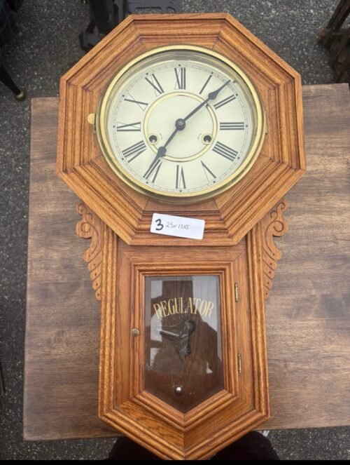 Antique regulator wall clock-25”x13”x5”