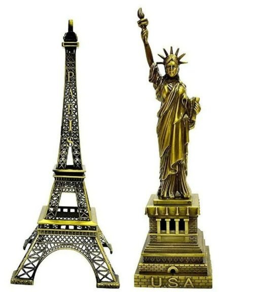 Antique Statue of Liberty and Eiffel Tower For Home & Office Desk US