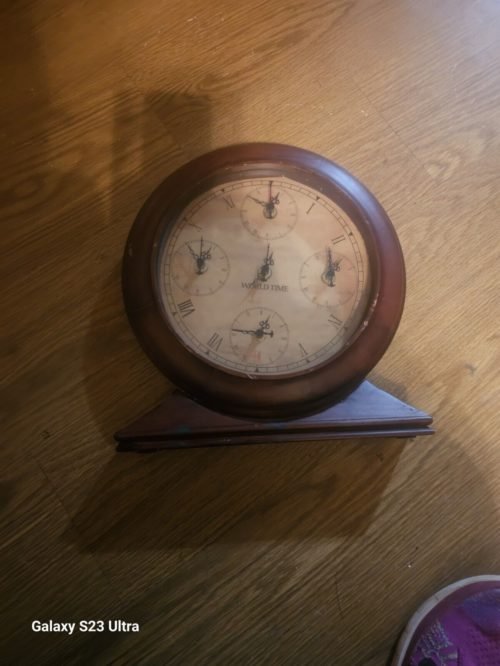 Antique Style Decorative World time Table Clock Vintage Collectible Table Clock