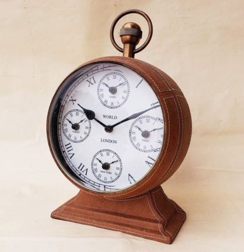 Antique Style Decorative World time Table Clock, Vintage Collectible Table Clock