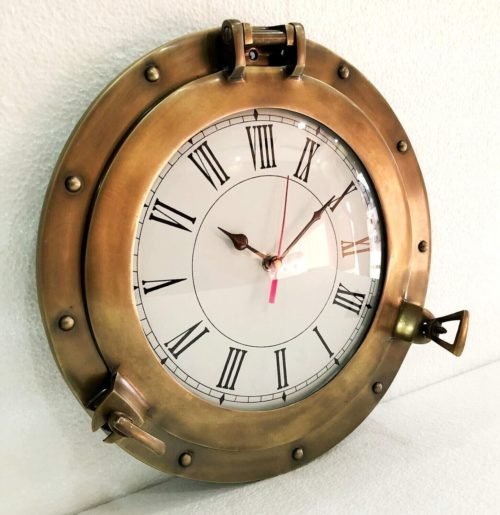 Antique Style Marine Brass Ship Porthole Nautical Wall Clock Home Decorative 12"