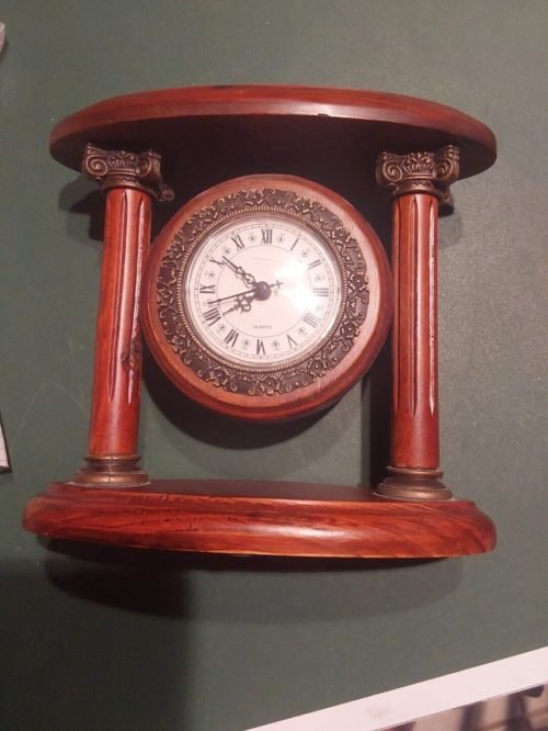 Antique Style Quartz Desk Mantel Shelf Clock Wood See Pictures