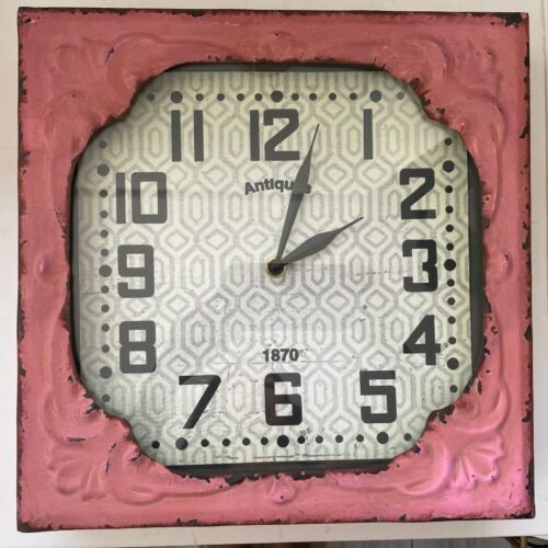 Antique"Style" Wall Clock Antique 1870 Aluminum Wrought Iron Frame12"X12"works