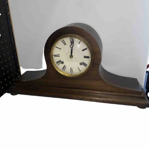 Antique Tall New Haven Tambour Style Large Mantle Clock, Runs For Bit Then Stops